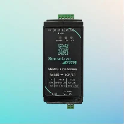 SenseLive X5050 industrial Modbus gateway for RS485 to TCP/IP conversion